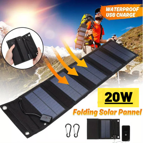 Portable foldable solar panel with USB