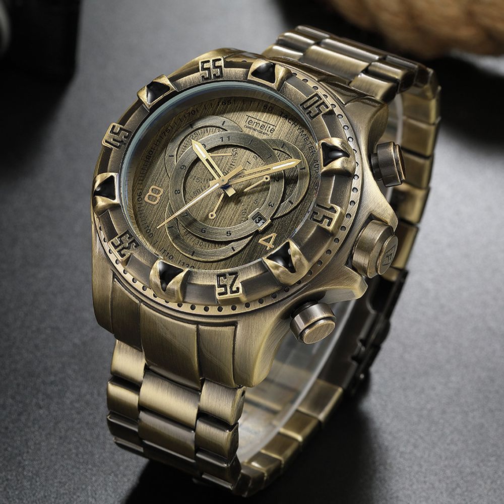 Top Brand Luxury Original Stainless Steel Bronze Big Dial Male Wristwatches
