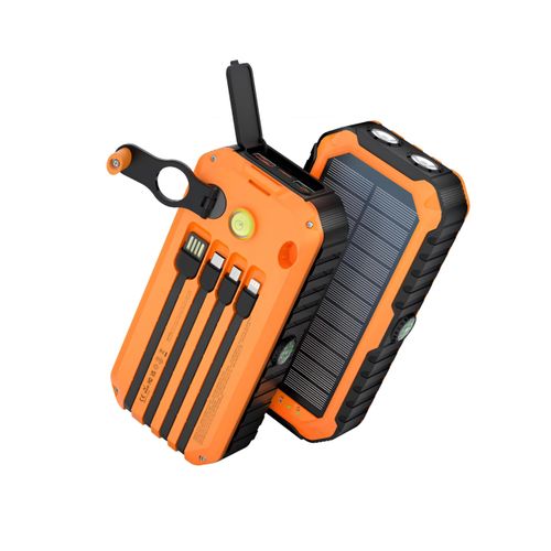Portable Solar Power Bank 22.5W Fast Charging New Design Hand Crank System Waterproof Cable Flashlight