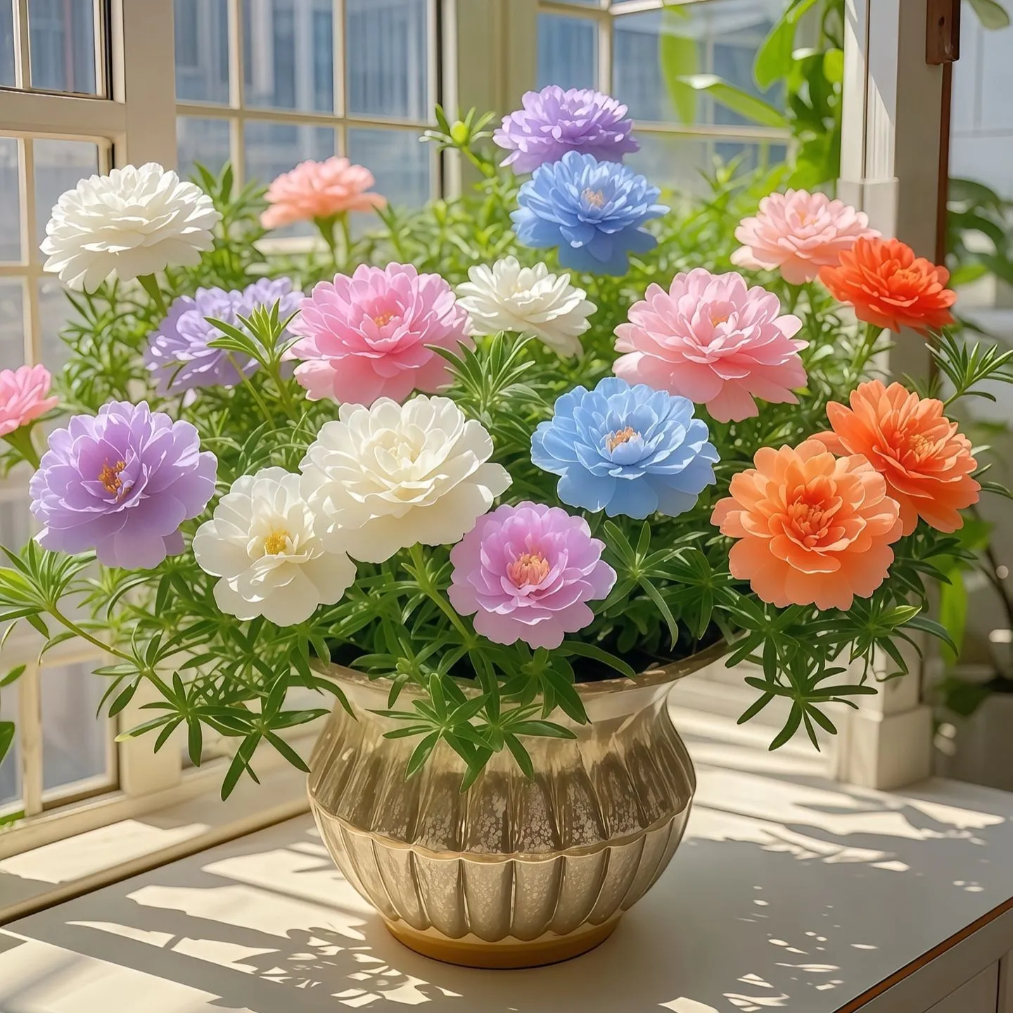 🌈🌹New gorgeous double moss rose variety-Rainbow seeds