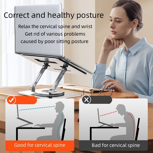 Aluminum Alloy 360 Degree Rotation Portable Foldable Adjustable Laptop Stand for 17.3 Inches