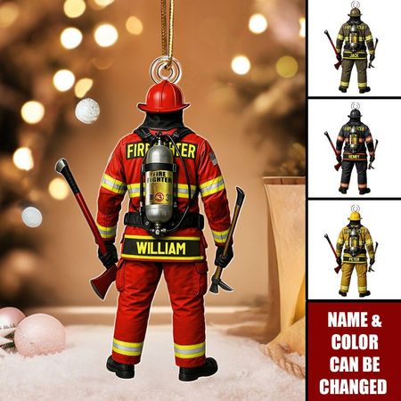 Personalized gifts themed around firefighters in action – personalized acrylic ornaments
