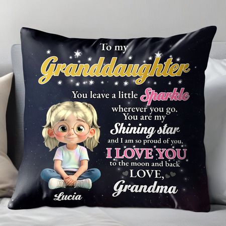 To My Granddaughter, Sparkle and Stars - Personalized Custom Pillow, Insert IncludedTo My Granddaughter, Sparkle and Stars - Personalized Custom Pillow, Insert Included