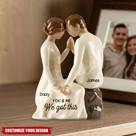 Couple Sitting Side By Side - Personalized Acrylic Block Plaque - Valentine's Day, Anniversary Gift For Him, Gift For Her