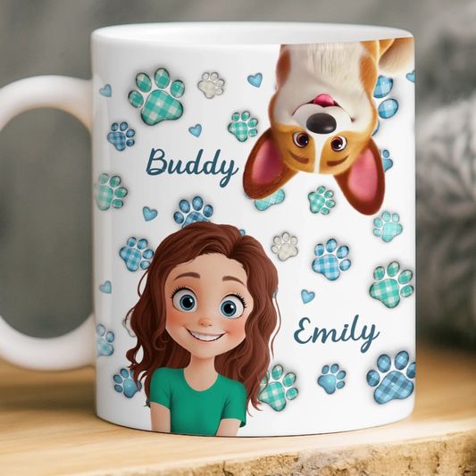 DIYTREE Niedliche Haustier-Keramik-Kaffeetasse mit personalisiertem Namen