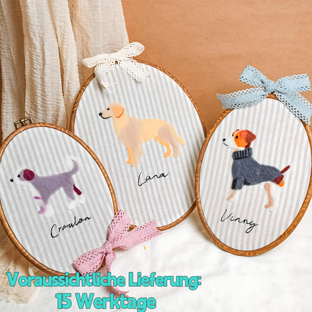 DIYTREE Individuelles Filz-Haustierporträt im Stickrahmen für Katze & Hund