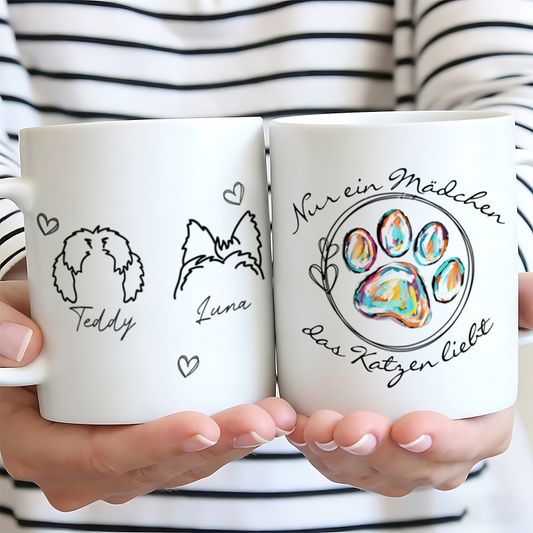 DIYTREE Hübscher Herzförmiger Pfotenabdruck Personalisierte Kaffeetasse für Haustiere