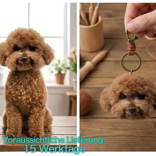 DIYTREE Individueller Wollfilz Haustierkopf Schlüsselanhänger - Handgemachtes Andenken für Hund