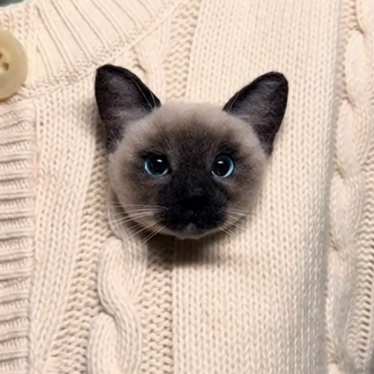 DIYTREE Individueller Wollfilz Haustier Kopf Brosche Handgemachtes Andenken- katze