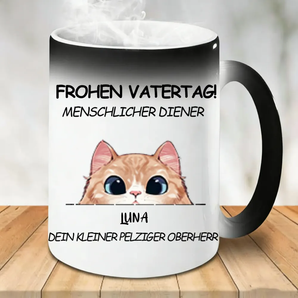 DIYTREE Personalisierte Katzenvater Vatertag Tasse – Individuell mit Katzenrasse, Augenfarbe & Namen, lustiges Geschenk