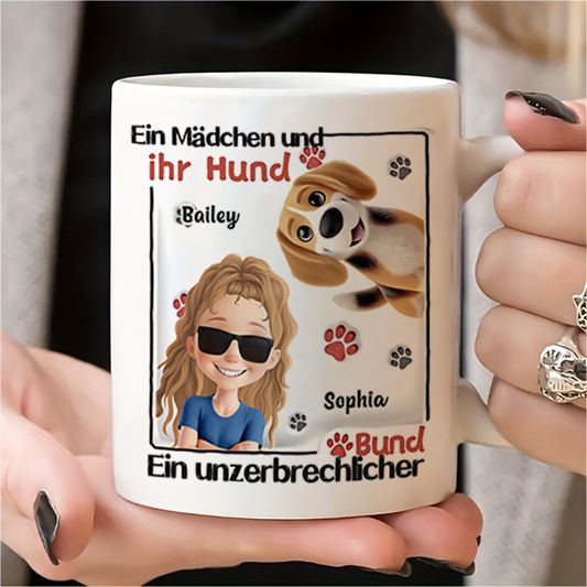 DIYTREE Niedliche personalisierbare Keramik-Kaffeetasse für Tierliebhaber