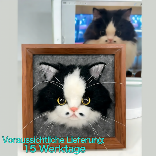 Individueller Wollfilz Katzenkopf Bilderrahmen Handgemachtes Haustier Andenken (5-6 Zoll) - DIYTREE