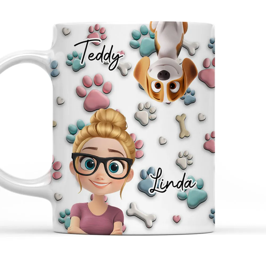 DIYTREE Niedliche personalisierbare Keramik-Kaffeetasse für Tierliebhaber