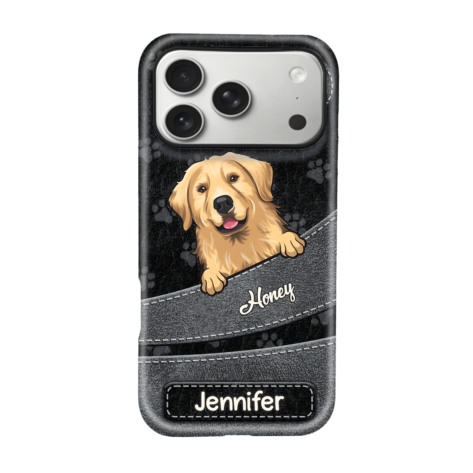 DIYTREE Personalisierte Hund Handyhülle – Individuell mit Namen & Hintergrundfarbe, Doppelschicht-Schutz für iPhone