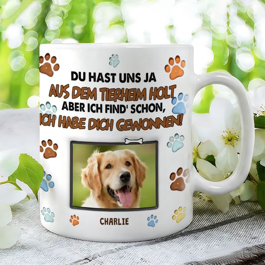 DIYTREE Personalisierte Haustier Foto Tasse mit Tierheim Spruch Hund & Katze Geschenk