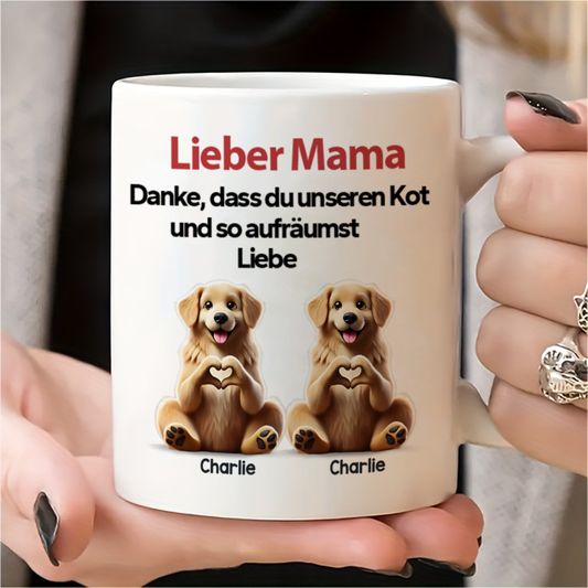 DIYTREE Personalisierter Hundevater Vatertag Tasse – Individuell mit 1-3 Hunden, Namen & lustigem Spruch, perfektes Geschenk