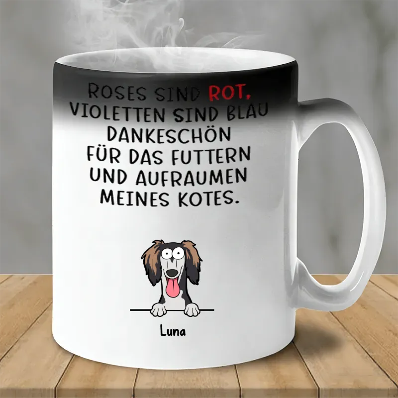 DIYTREE Personalisierte Hund Tasse – Individuell mit 1-6 Hunden, Namen & lustigen Sprüchen, Geschenk für Hundeliebhaber