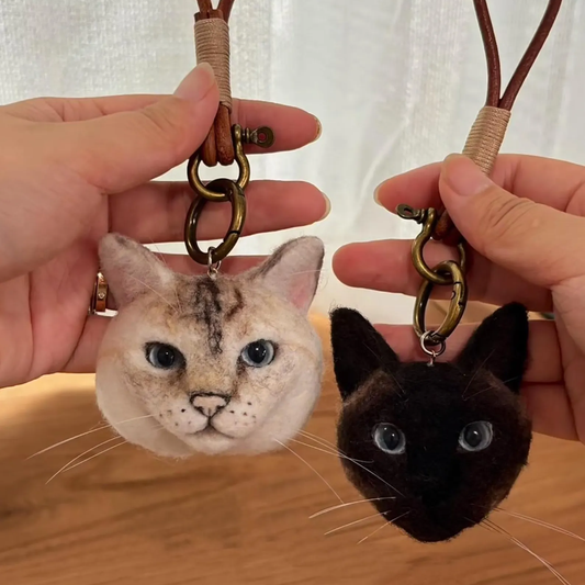 DIYTREE Individueller Wollfilz Haustier Kopf Anhänger Handgemachter Schlüsselanhänger- katze