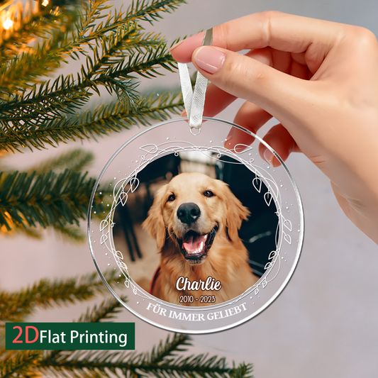 DIYTREE Personalisierte Haustier Gedenkornament – Individuell mit Foto, Namen & Jahren, Glasornament für Haustiergedenk