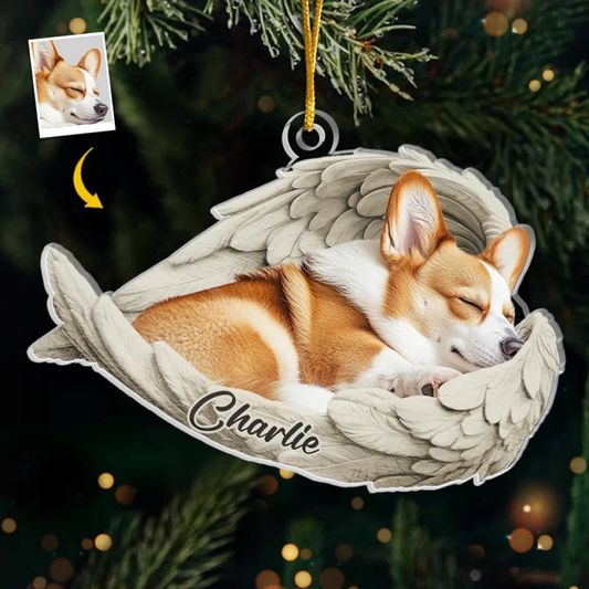 DIYTREE Personalisierbares Haustier Andenken Ornament mit Foto – Engelsflügel Design für Hunde & Katzen