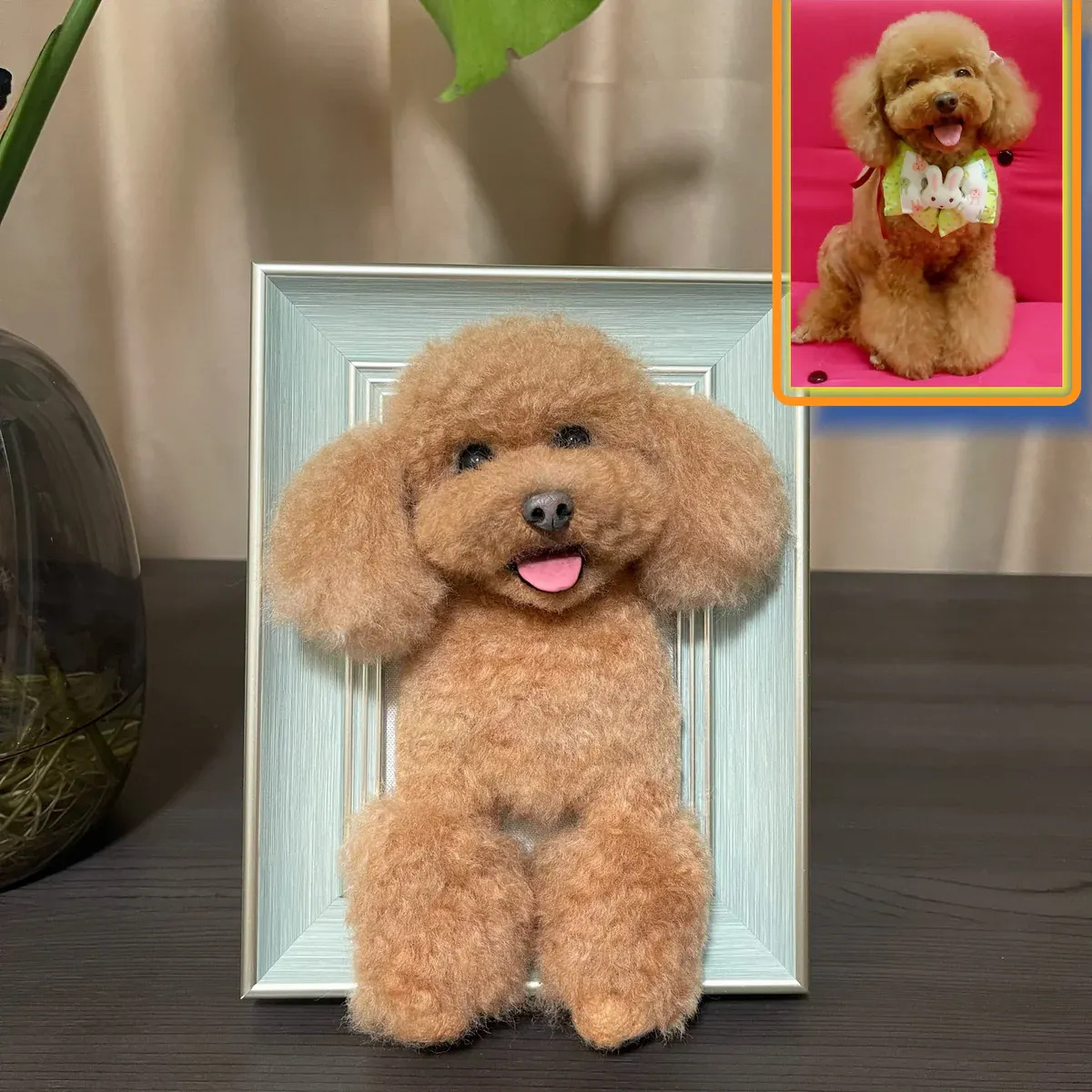 DIYTREE Individueller Wollfilz Haustier Kopf Bilderrahmen mit Pfoten Handgemachtes Andenken- hund