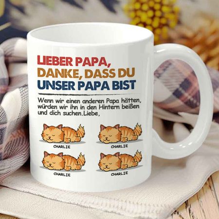 DIYTREE Personalisierte Katze Papa Tasse – Mit Cartoon-Motiv & Namen, Bis zu 4 Haustiere