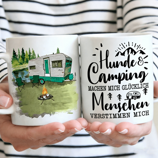DIYTREE  Hunde & Camping machen mich glücklich – Geschenke für Hundeliebhaber, personalisierte Tasse