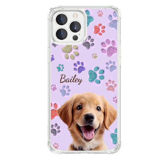 DIYTREE Individuell gestaltbare transparente TPU-Handyhülle mit Tierfoto und Namen für iPhone