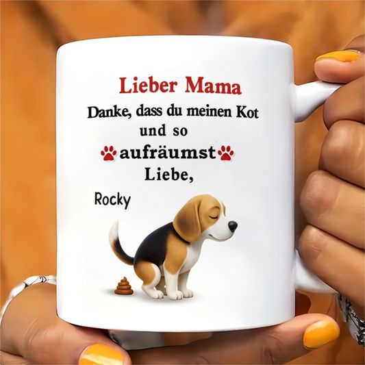 DIYTREE Personalisierter Hundevater Vatertag Tasse – Individuell mit 1-3 Hunden, Namen & lustigem Spruch, perfektes Vatertagsgeschenk