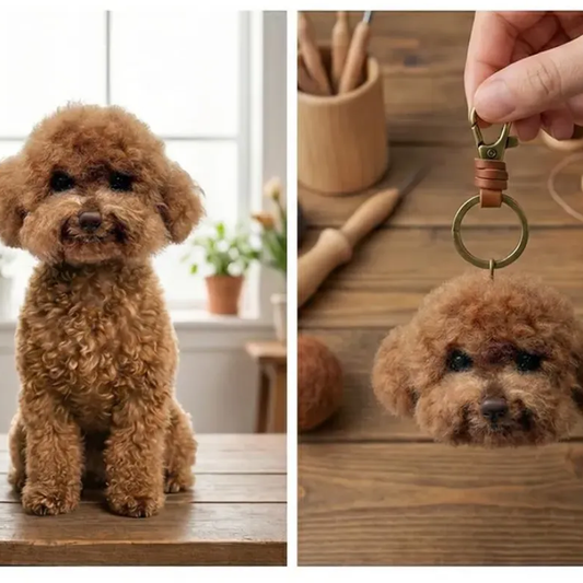 DIYTREE Individueller Wollfilz Haustier Kopf Anhänger Handgemachter Schlüsselanhänger-hund