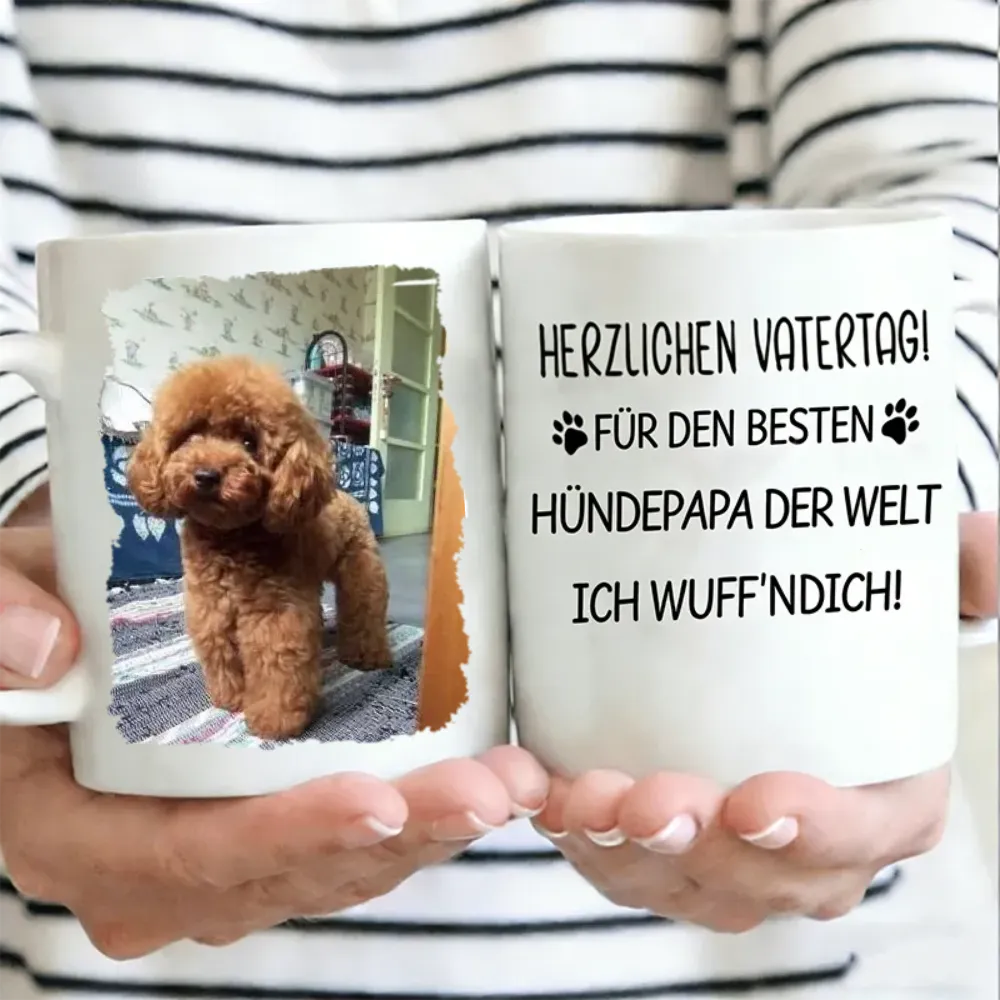 DIYTREE Personalisierte Katzenpapa Vatertag Tasse – Individuell mit eigenem Foto & Namen, herzliches Geschenk
