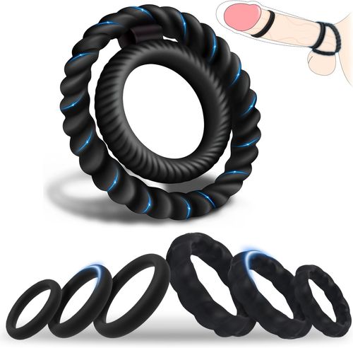 Cock Penis Ring Set Sex Toys for Men with 7 Different Sizes Adult Toys for Erection Enhancing, Long Lasting Stronger Strechy Cock and Ball Ring Sexual Ring Adult Toys for Couples