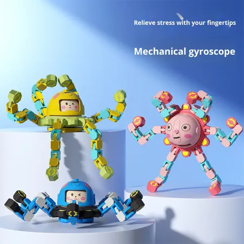 Light-Up Spinning Transforming Toy with Face Swap Fun!  Buy one get three