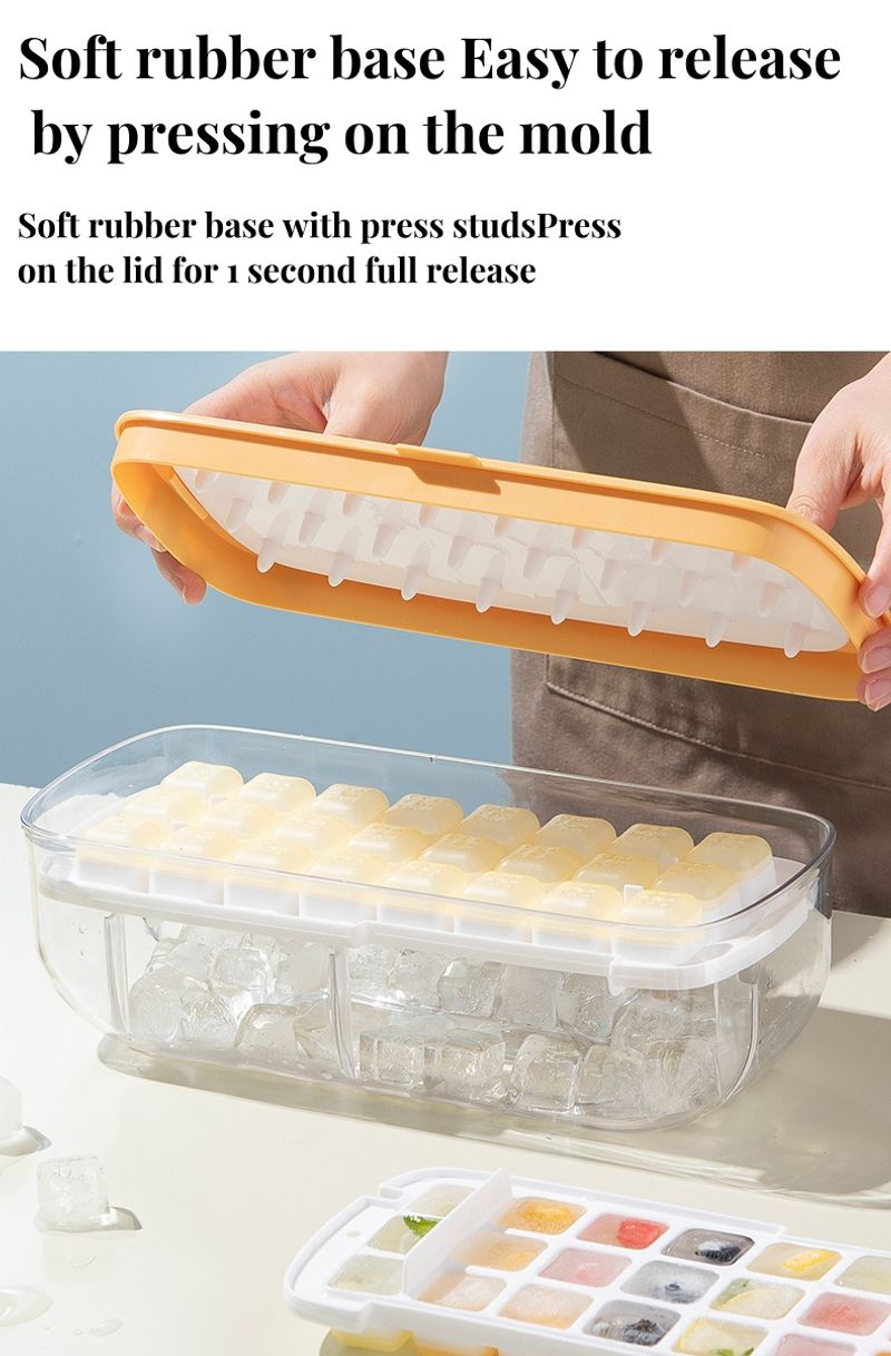 Food-grade Silicone Ice Cube Tray with Lid and Storage Bin for Freezer, Easy-Release 2 * 36 Small Nugget Ice Trays 1 ice Bucket & Scoop, Flexible Ice Cube Molds with Ice Container