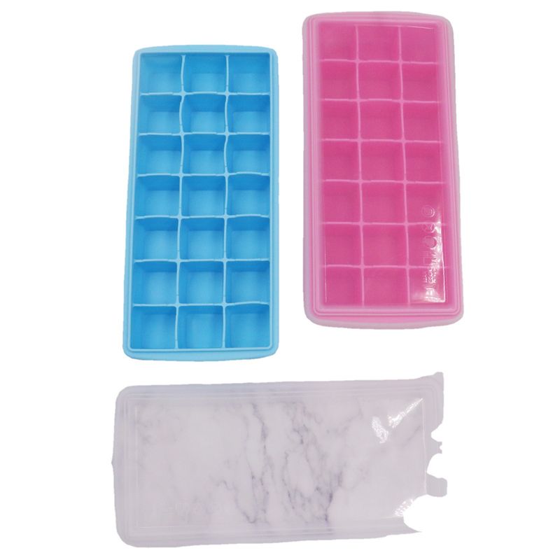 High Quality 15 Holes Removable Stackable Silicone Ice Cube Trays Molds with Lid for Freezer