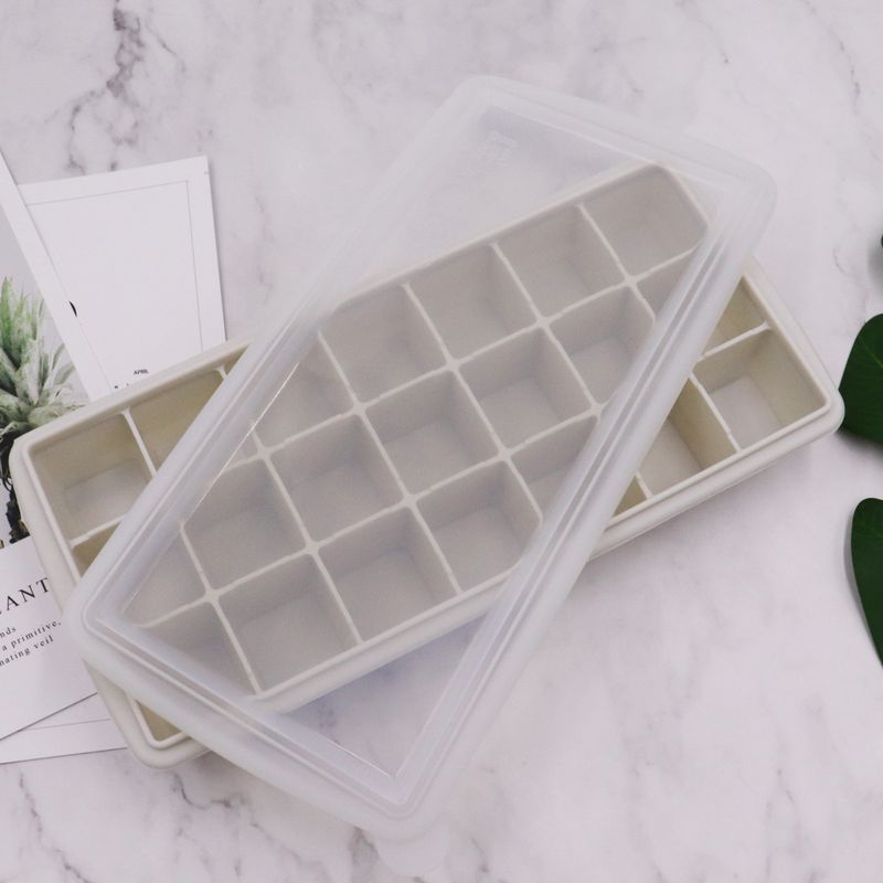 High Quality 15 Holes Removable Stackable Silicone Ice Cube Trays Molds with Lid for Freezer