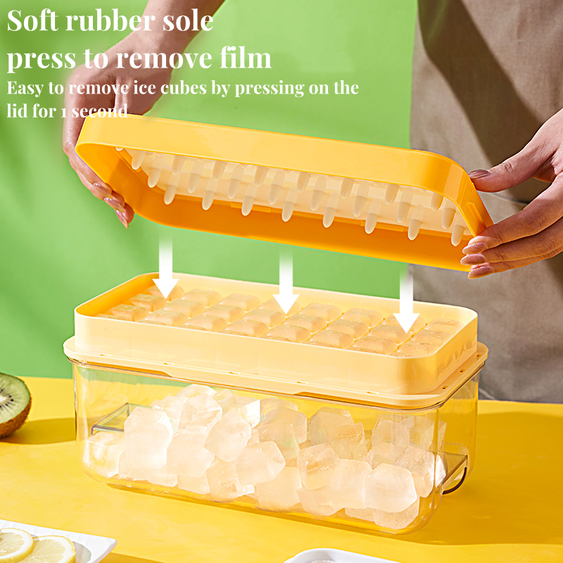 Silicone Ice Tray For Freezer With Ice Container Plastic Ice Cube Tray With Lid And Bin