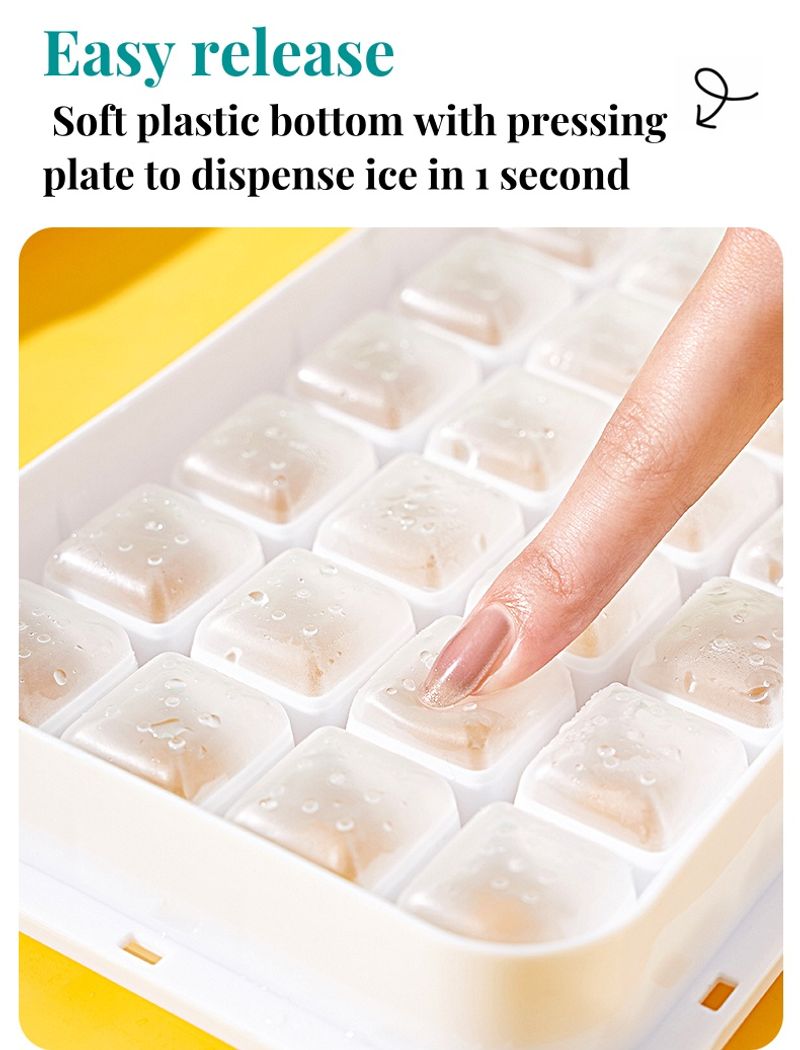 Silicone Ice Tray For Freezer With Ice Container Plastic Ice Cube Tray With Lid And Bin