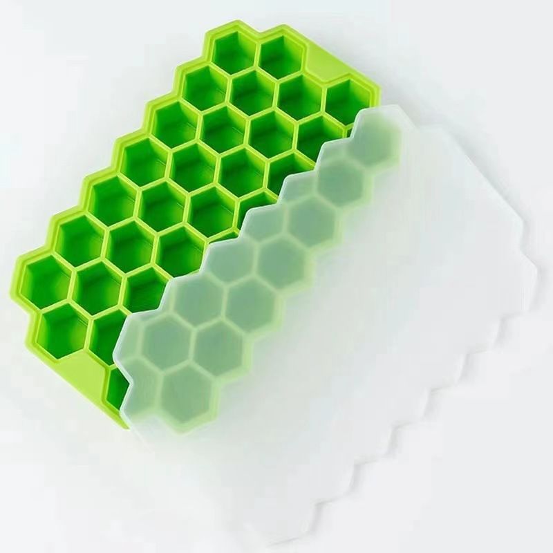 DIY custom silicone ice cube trays molds silicone 32 pieces honey comb ice with lids