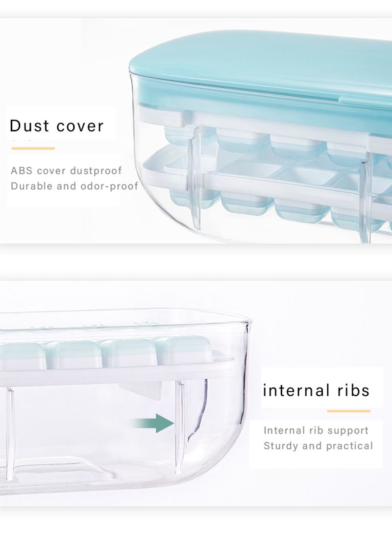Food-grade Silicone Ice Cube Tray with Lid and Storage Bin for Freezer, Easy-Release 2 * 36 Small Nugget Ice Trays 1 ice Bucket & Scoop, Flexible Ice Cube Molds with Ice Container