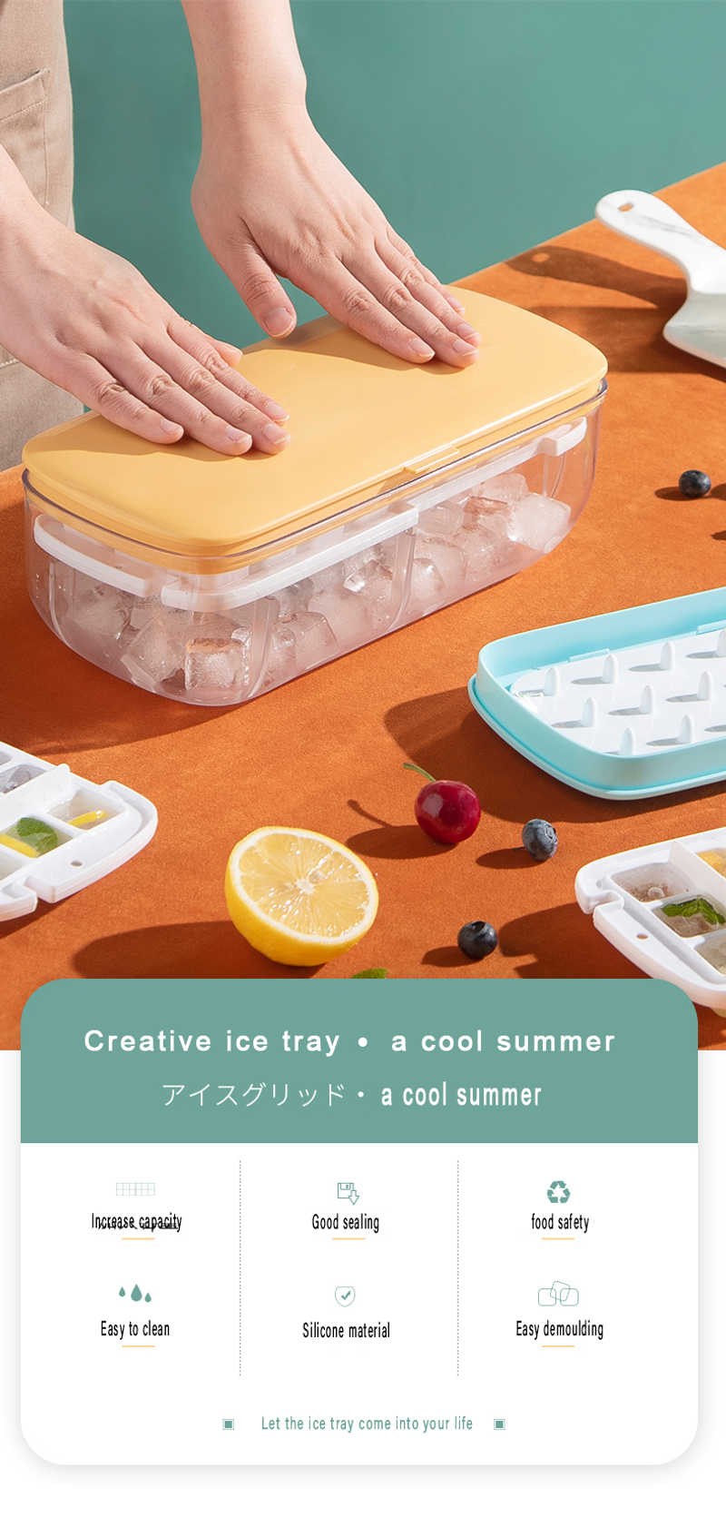 Food-grade Silicone Ice Cube Tray with Lid and Storage Bin for Freezer, Easy-Release 2 * 36 Small Nugget Ice Trays 1 ice Bucket & Scoop, Flexible Ice Cube Molds with Ice Container