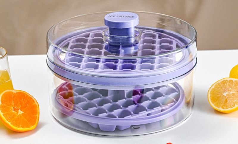 Ice Cube Trays Silicone Ice Trays for Freezer Easy to Release Ice Tray Molds for Whiskey Cool Drinks with Bin & Lid
