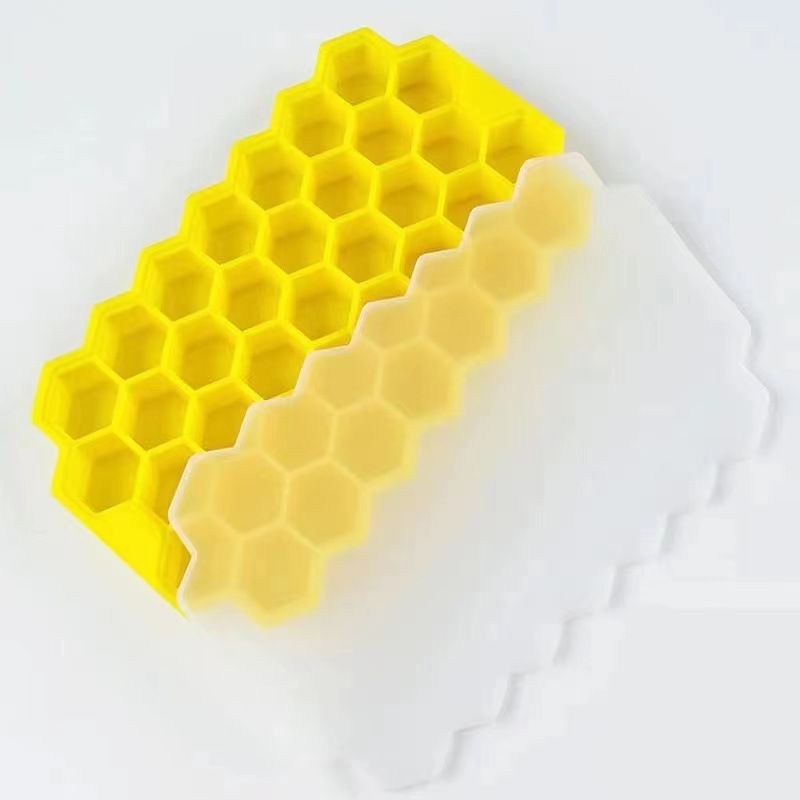 DIY custom silicone ice cube trays molds silicone 32 pieces honey comb ice with lids