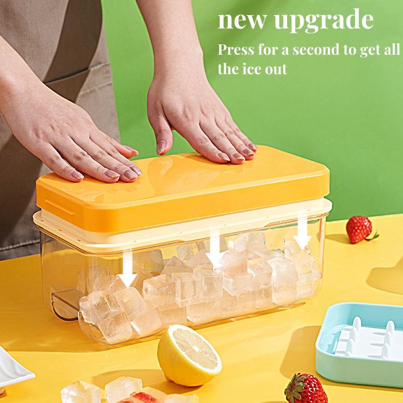 Silicone Ice Tray For Freezer With Ice Container Plastic Ice Cube Tray With Lid And Bin