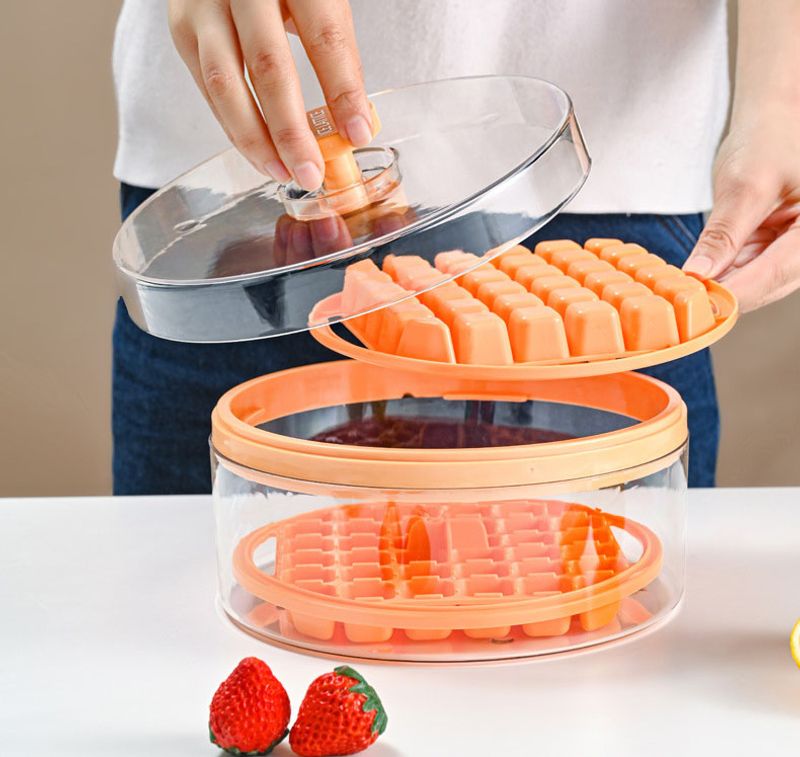 Ice Cube Trays Silicone Ice Trays for Freezer Easy to Release Ice Tray Molds for Whiskey Cool Drinks with Bin & Lid