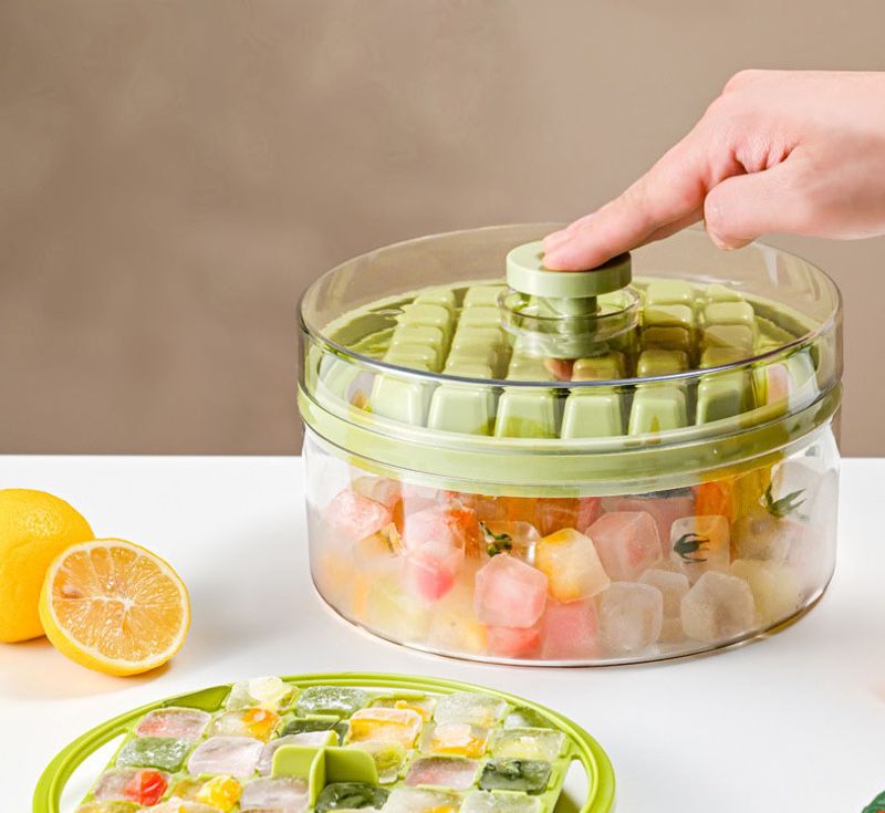 Ice Cube Trays Silicone Ice Trays for Freezer Easy to Release Ice Tray Molds for Whiskey Cool Drinks with Bin & Lid