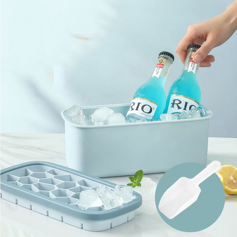 Easy release silicone tray ice cube Tray For Freezer Ice Bucket Storage Bin Ice Box Container With Lid