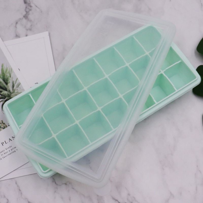 High Quality 15 Holes Removable Stackable Silicone Ice Cube Trays Molds with Lid for Freezer