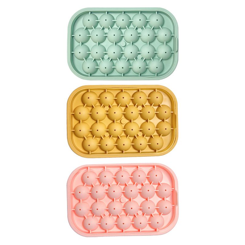 PA free Ice cream tools box mould Round sphere ball 22 holes grid mold reusable silicone ice cube tray