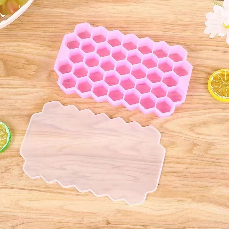 DIY custom silicone ice cube trays molds silicone 32 pieces honey comb ice with lids